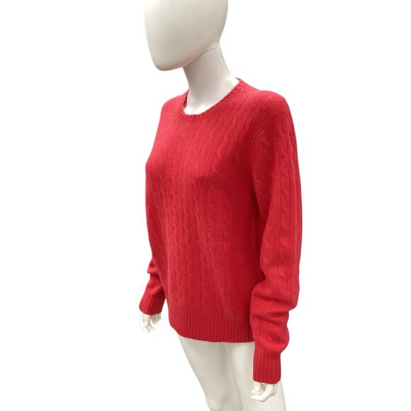 Vintage Polo Ralph Lauren Sweater Unisex Size S Cable Knit 100%Cashmere Soft Red - Picture 2 of 5